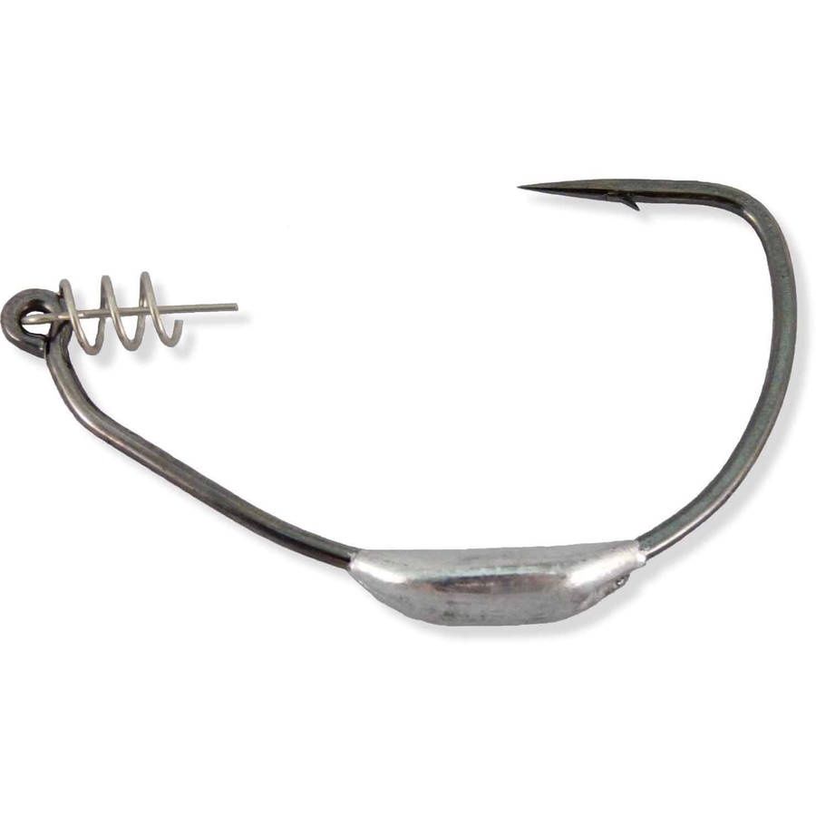 Owner Hooks Weighted Beast Soft Bait Hook with Twistlock Centering-Pin Spring, Needle Point, Forged Shank, Black Chrome, Size 8/0, 3 per Pack, 5130W-0
