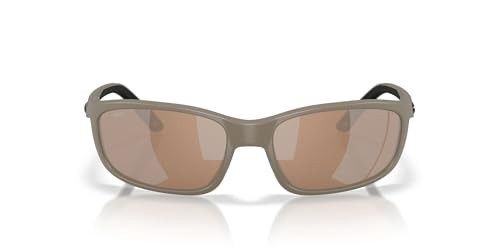 Costa Del Mar Sunglasses for Men Brine II Mens Polarized Sunglasses - Fishing, Boating &amp; Beach UV Protection - Size 59 - Matte Sand/Copper Silver Mirr