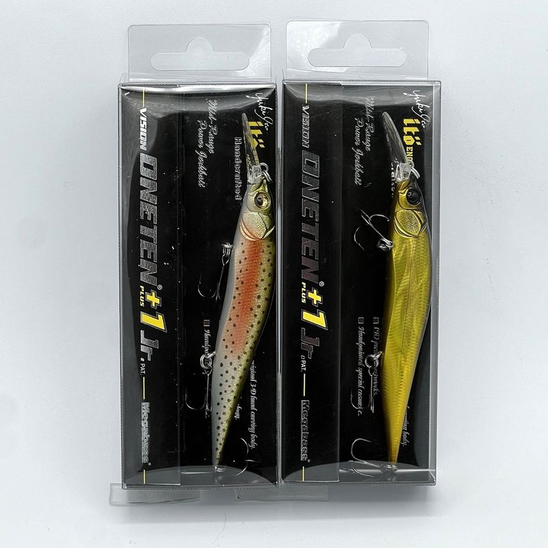 (Lot of 2) Megabass Vision 110 +1 Jr. GG Alien Gold and GLX Rainbow Jerkbaits