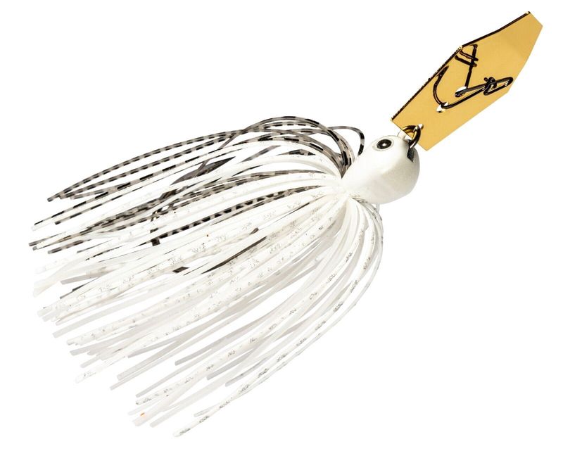 81172580 Chatterbait Jack Hammer Evergreen Custom Bladed Jig - 0.37 Oz - Dirty White