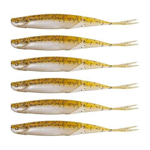 6th Sense Shindo Soft Plastic Minnow for Bass Fishing | Realistic Rolling Action, Kicking Tail and Lifelike Movement (Fresh Water, Champagne Shad, 6in
