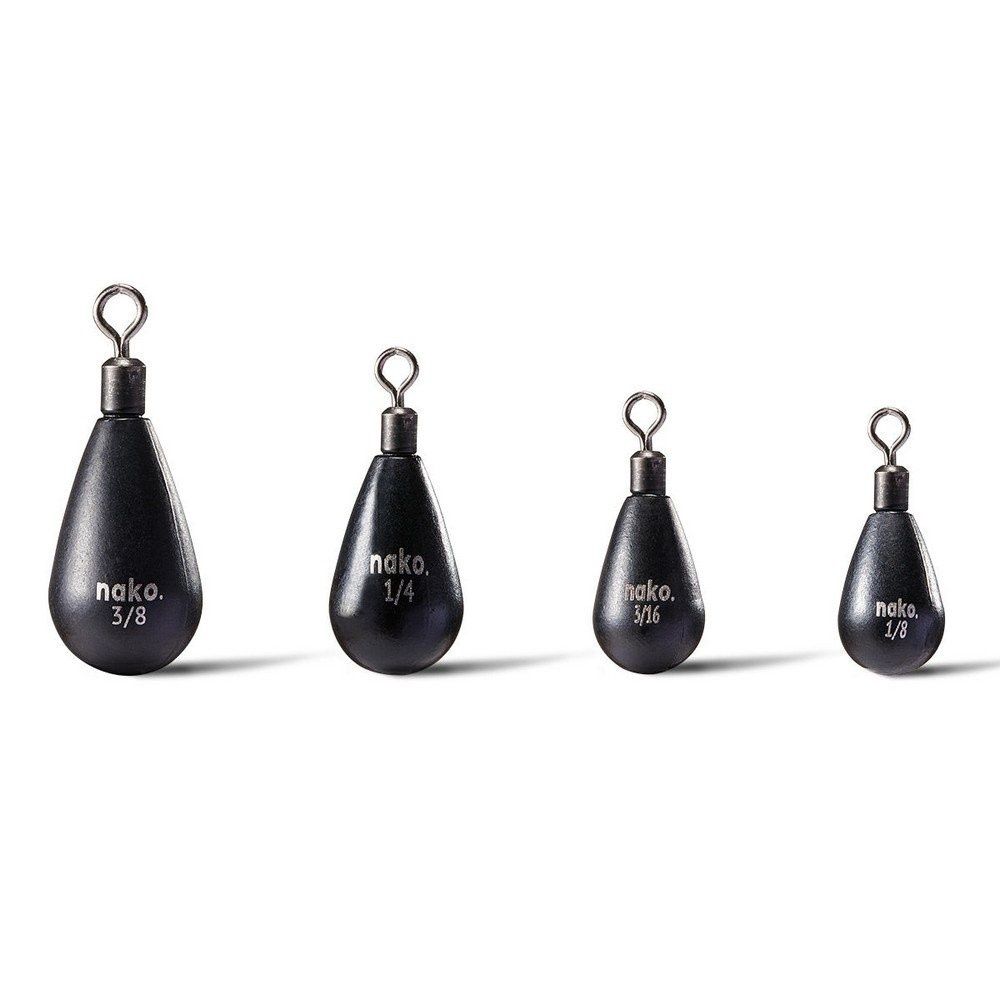 97% Density Tungsten Free Rig Tear Drop Shot Weights | 5 Pack | Round Eye Free Rig Weights - 1/2 Oz, Color: Black
