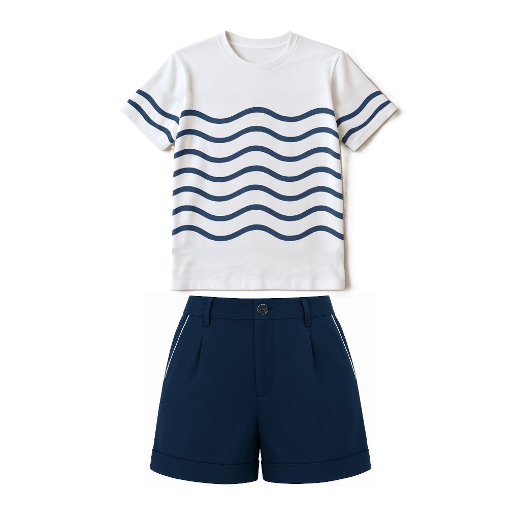 Uniforme Femme Fine Blanc,bleu