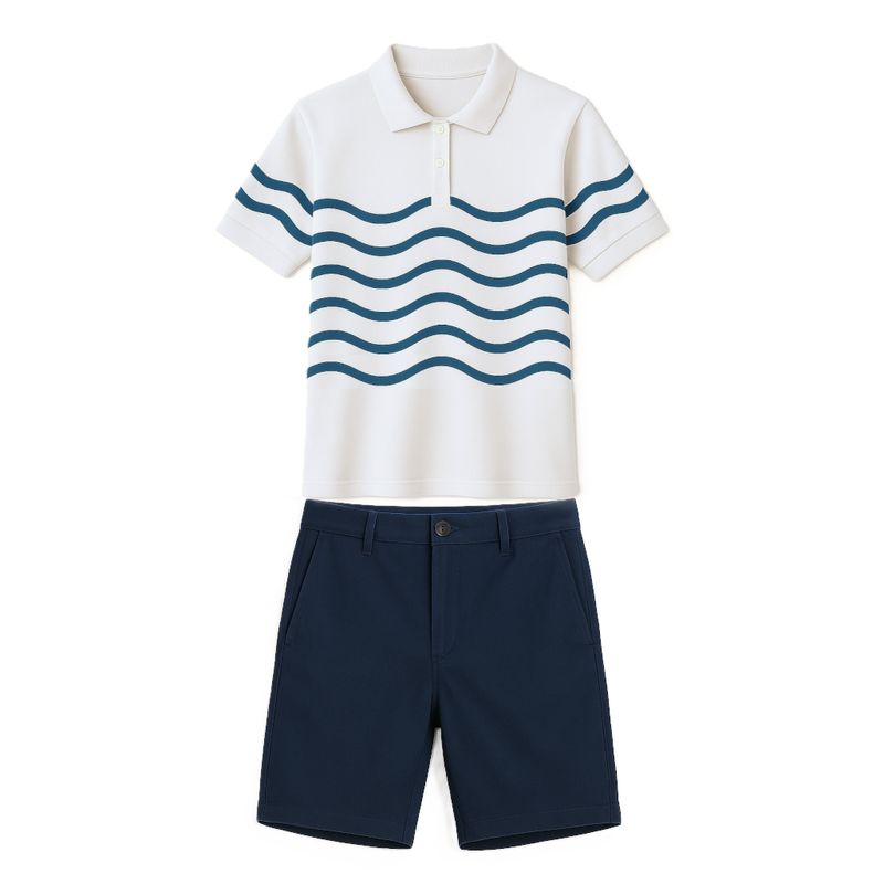 Uniforme Homme Polo Fine Blanc,bleu
