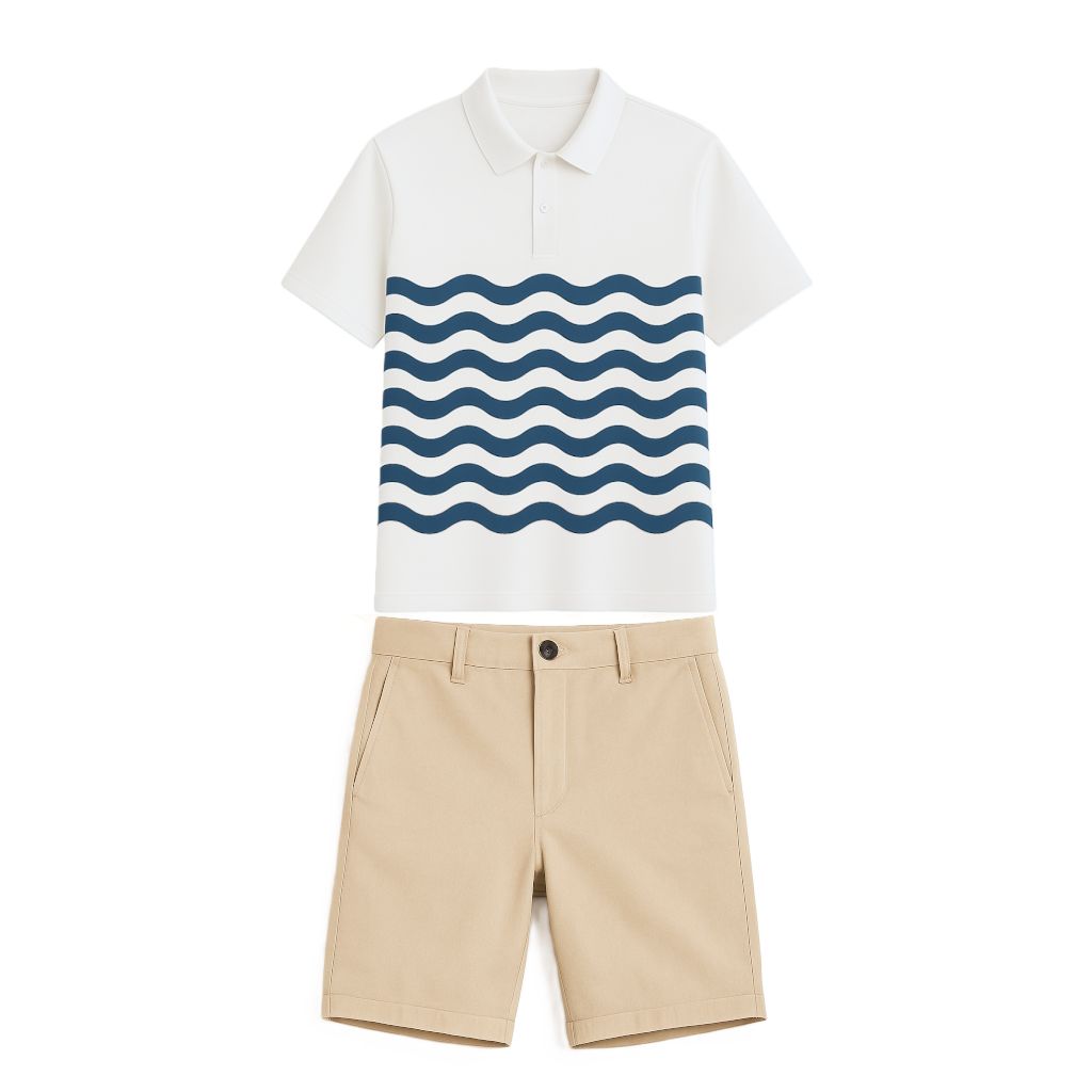 Uniforme Homme Polo Standard Fit Blanc,beige
