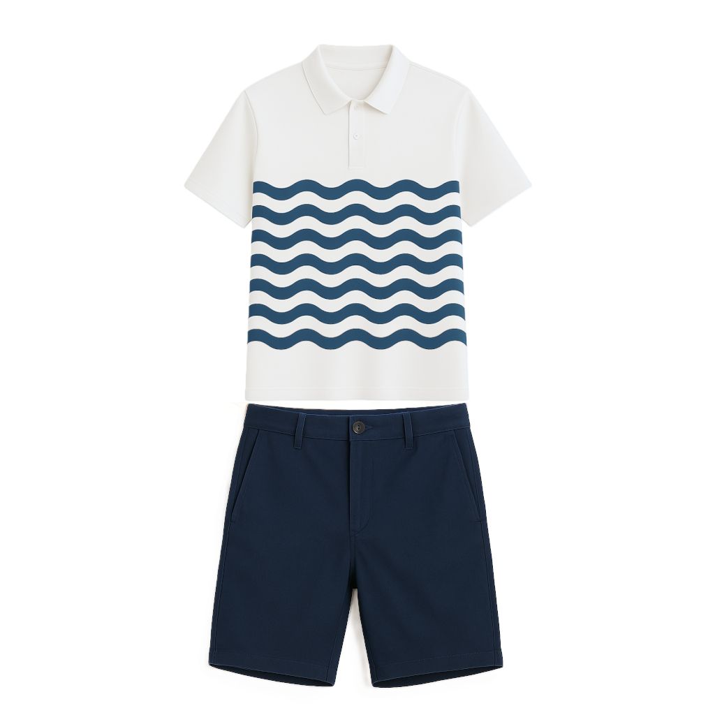 Uniforme Homme Polo Standard Fit Blanc,bleu