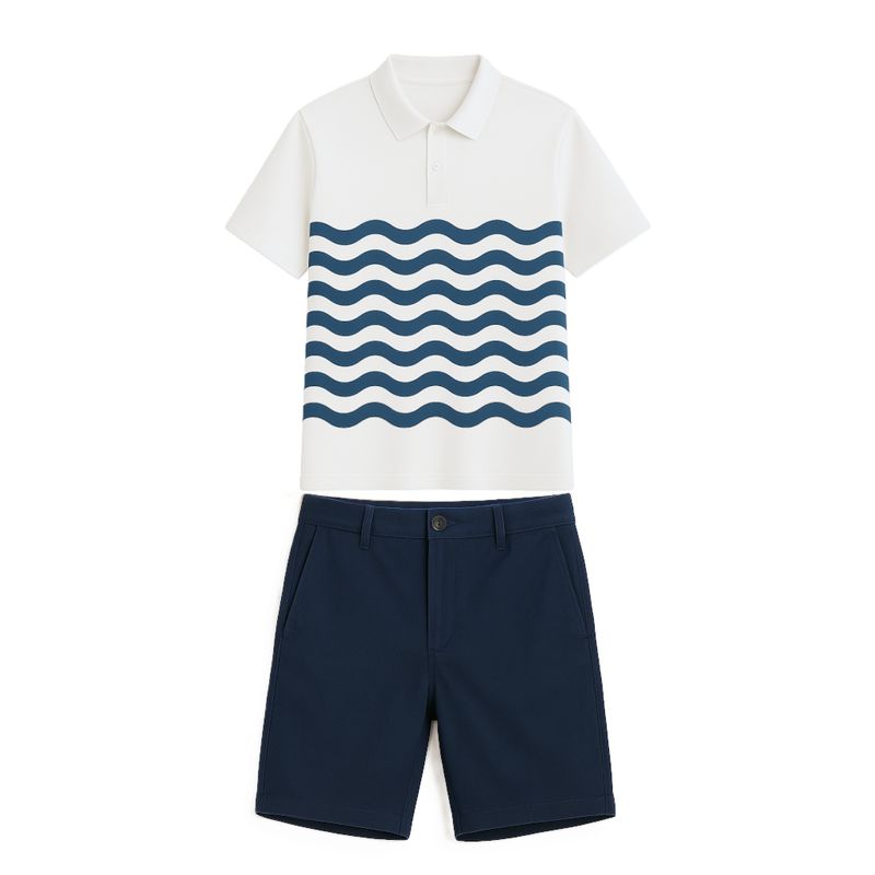 Uniforme Homme Polo Standard Fit Blanc,bleu