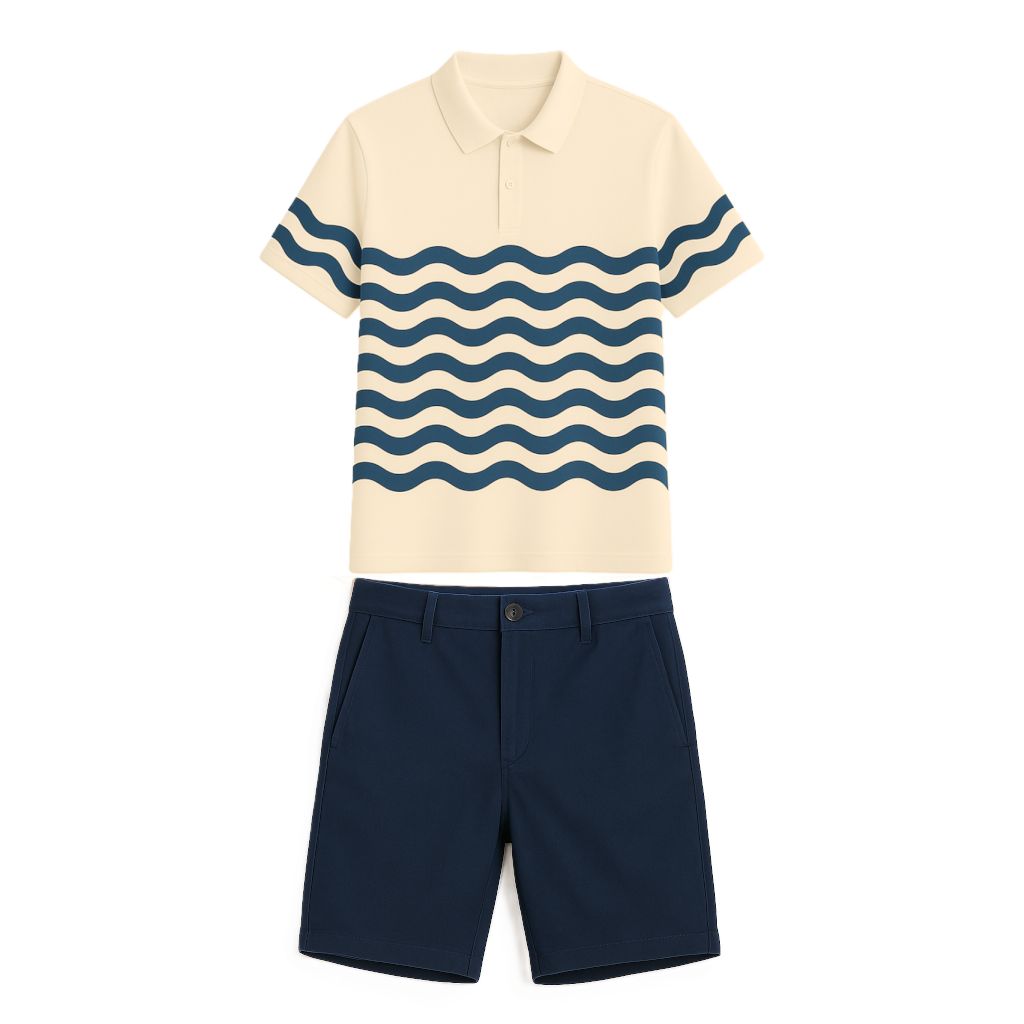 Uniforme Homme Polo Standard Crème,bleu