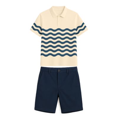 Uniforme Homme Polo Standard Crème,bleu
