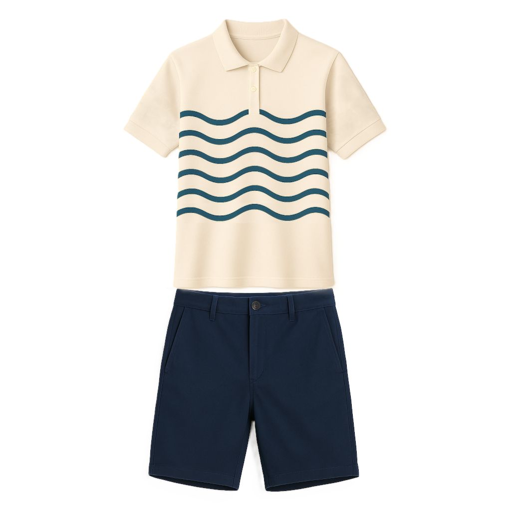 Uniforme Homme Polo Fine Fit Crème,bleu