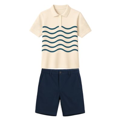 Uniforme Homme Polo Fine Fit Crème,bleu