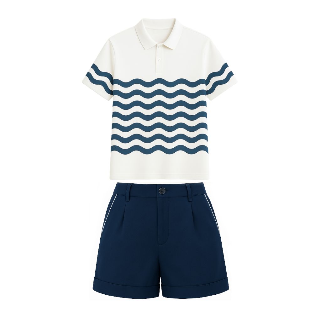 Uniforme Femme Polo Standard Blanc,bleu