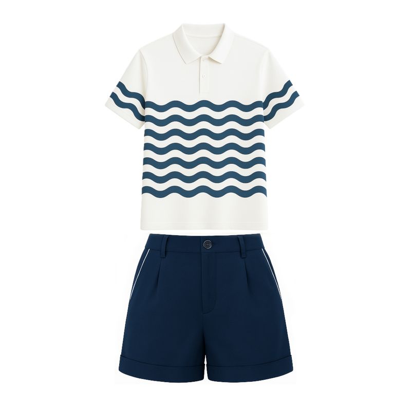 Uniforme Femme Polo Standard Blanc,bleu