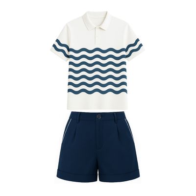 Uniforme Femme Polo Standard Blanc,bleu