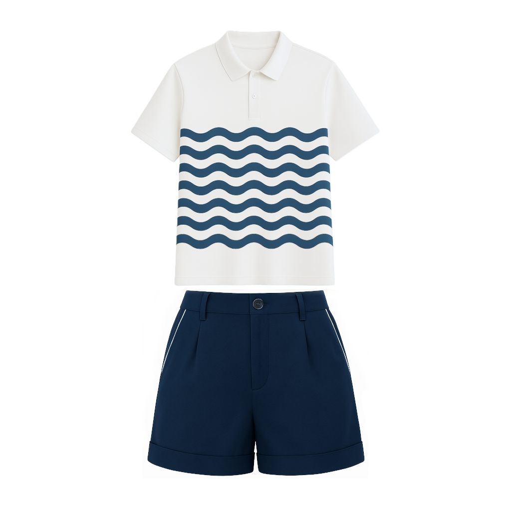 Uniforme Femme Polo Standard Fit Blanc,bleu