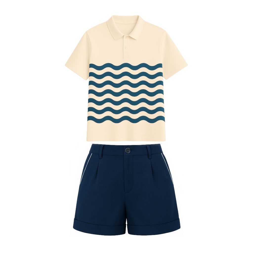 Uniforme Femme Polo Standard Fit Crème,bleu