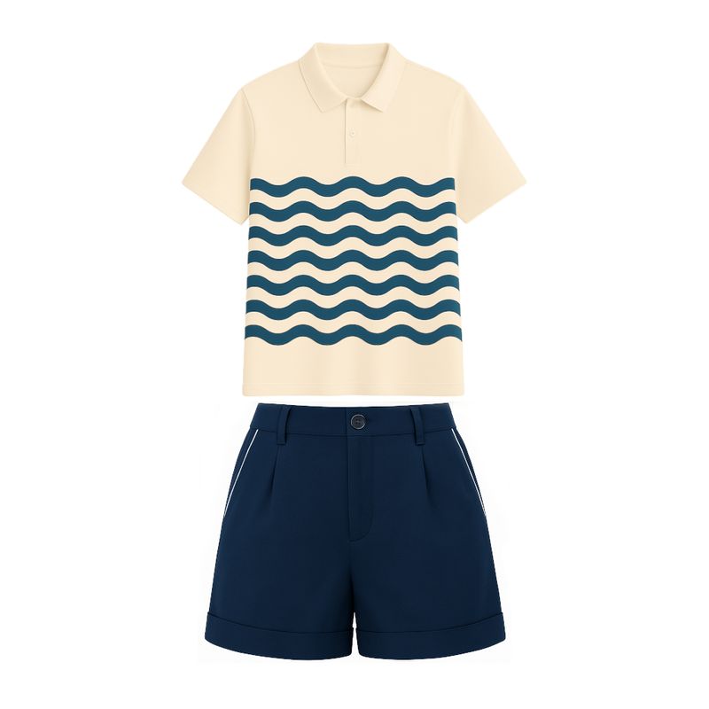 Uniforme Femme Polo Standard Fit Crème,bleu