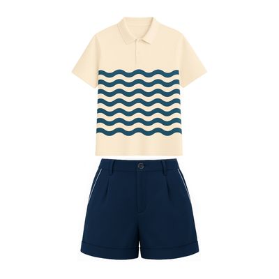 Uniforme Femme Polo Standard Fit Crème,bleu