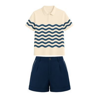 Uniforme Femme Polo Standard Crème,bleu