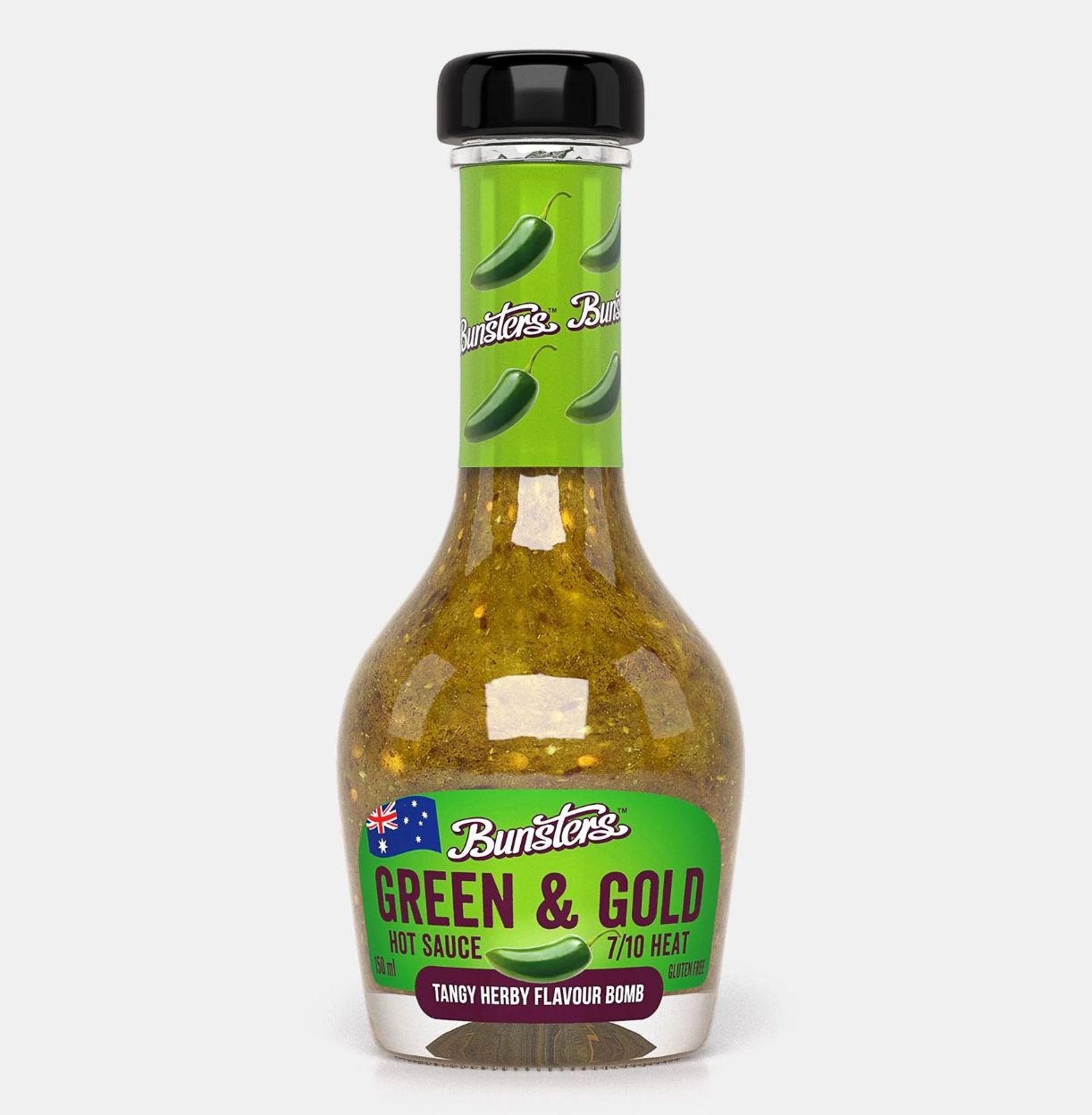 Bunsters Green And Gold Hot Sauce