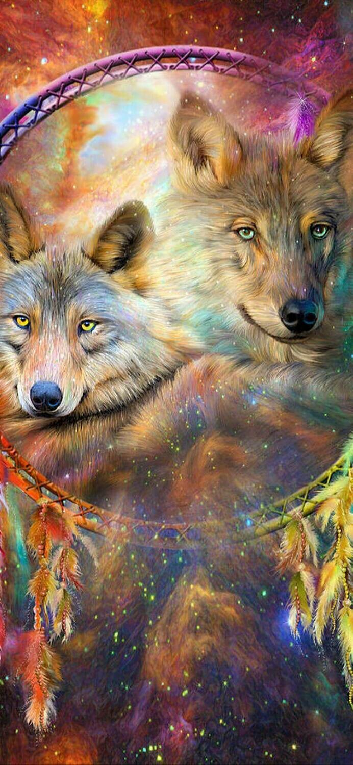 2 Wolves Dream Catcher - Full Drill Diamond Painting - Specially ordered for you. Delivery is approximately 4 - 6 weeks.