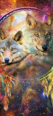 2 Wolves Dream Catcher - Full Drill Diamond Painting - Specially ordered for you. Delivery is approximately 4 - 6 weeks.