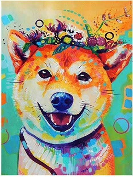 Colourful Dog 13   - Full Drill Diamond Painting - Specially ordered for you. Delivery is approximately 4 - 6 weeks.