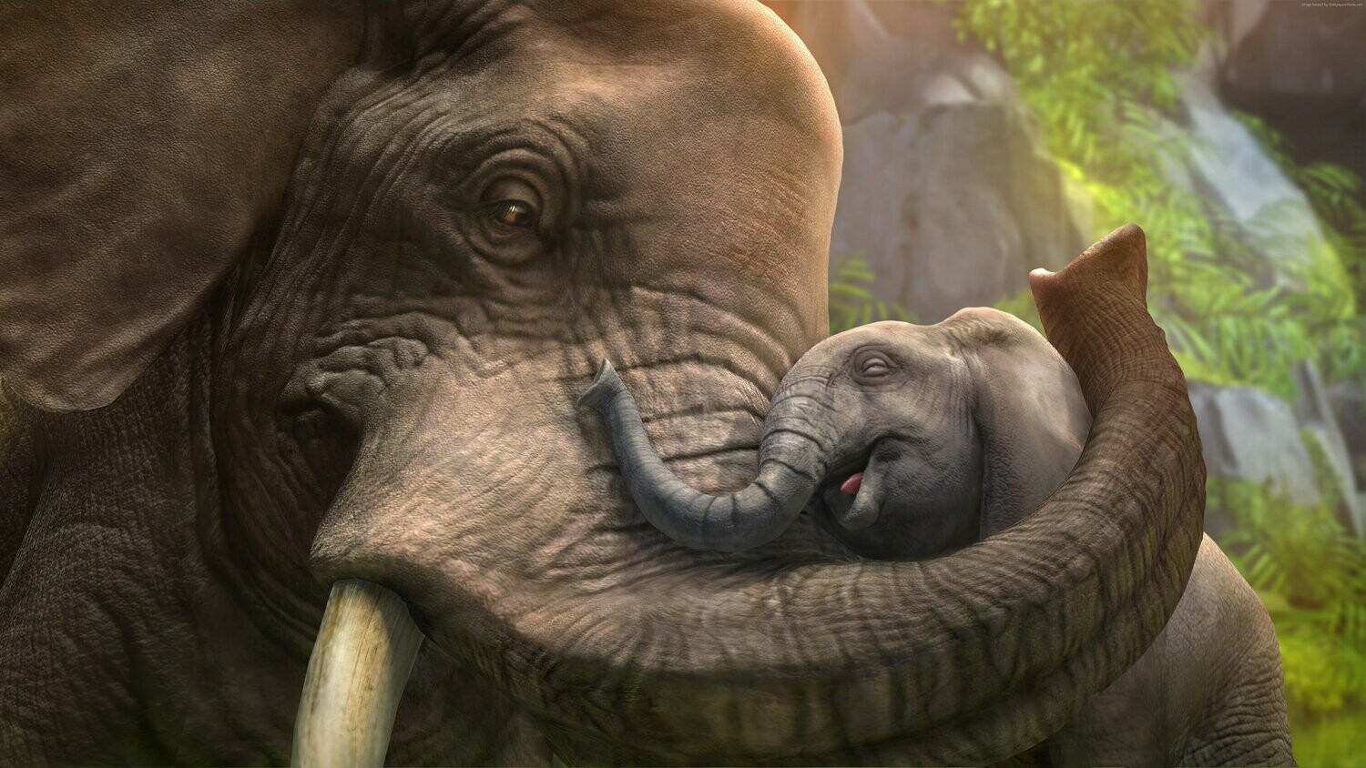 Elephants Cuddling - Full Drill Diamond Painting - Specially ordered for you. Delivery is approximately 4 - 6 weeks.