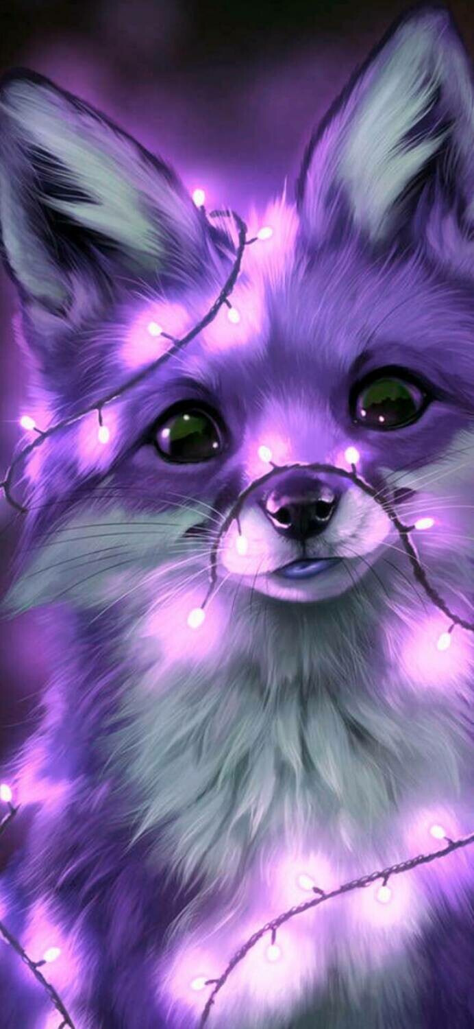 Fox with Purple Lights - Full Drill Diamond Painting - Specially ordered for you. Delivery is approximately 4 - 6 weeks.