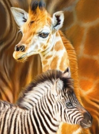 Giraffe And Zebra - Full Drill Diamond Painting - Specially ordered for you. Delivery is approximately 4 - 6 weeks.