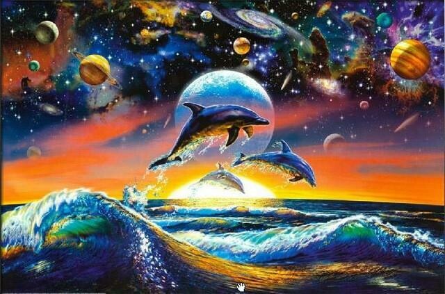 Dolphins And Planets - Full Drill Diamond Painting - Specially ordered for you. Delivery is approximately 4 - 6 weeks.