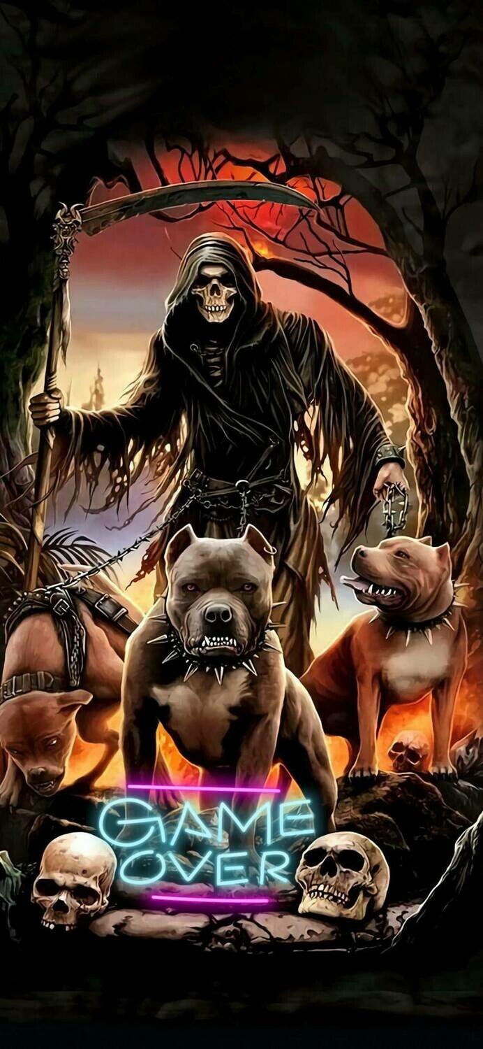 Reaper With Dogs - Full Drill Diamond Painting - Specially ordered for you. Delivery is approximately 4 - 6 weeks.