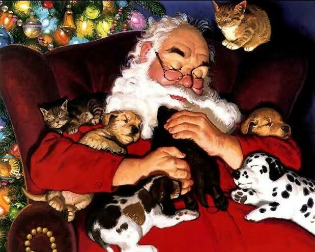 Santa and Puppies - Full Drill Diamond Painting - Specially ordered for you. Delivery is approximately 4 - 6 weeks.