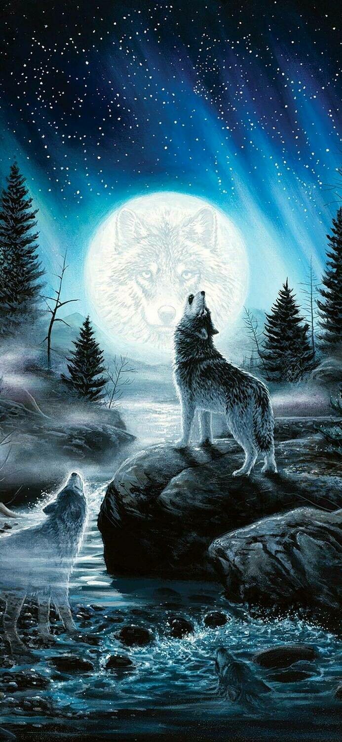 Star Howling Wolves - Full Drill Diamond Painting - Specially ordered for you. Delivery is approximately 4 - 6 weeks.