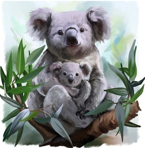Koalas 05 - Full Drill Diamond Painting - Specially ordered for you. Delivery is approximately 4 - 6 weeks.