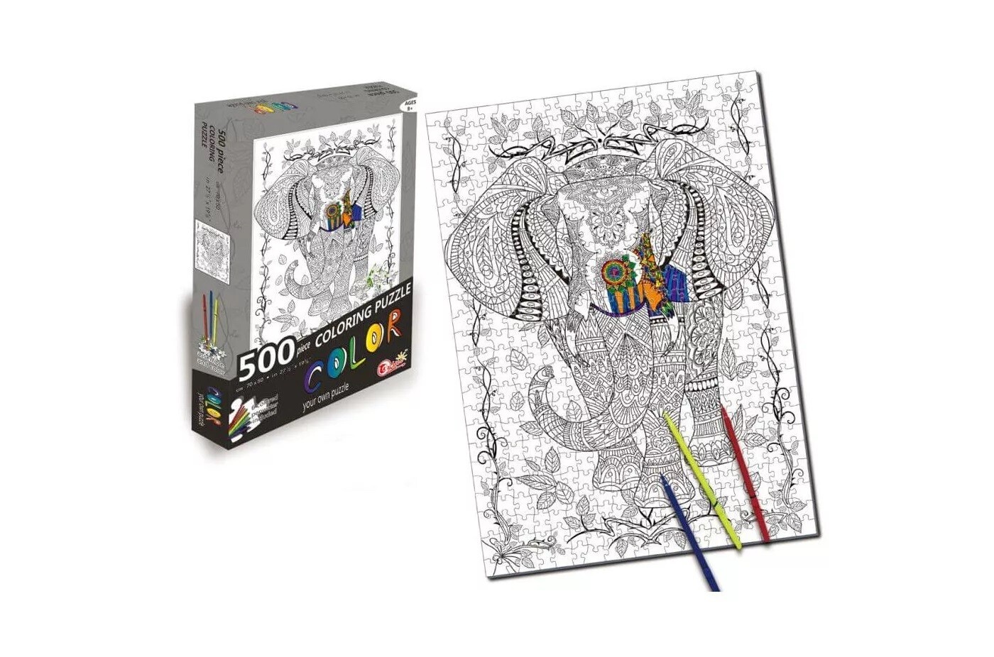 500 Piece Colouring Jigsaw Puzzle - Elephant