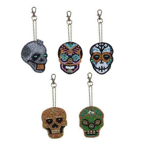 Keychains - Skulls - Set of 5  - Diamond Painting Kit
