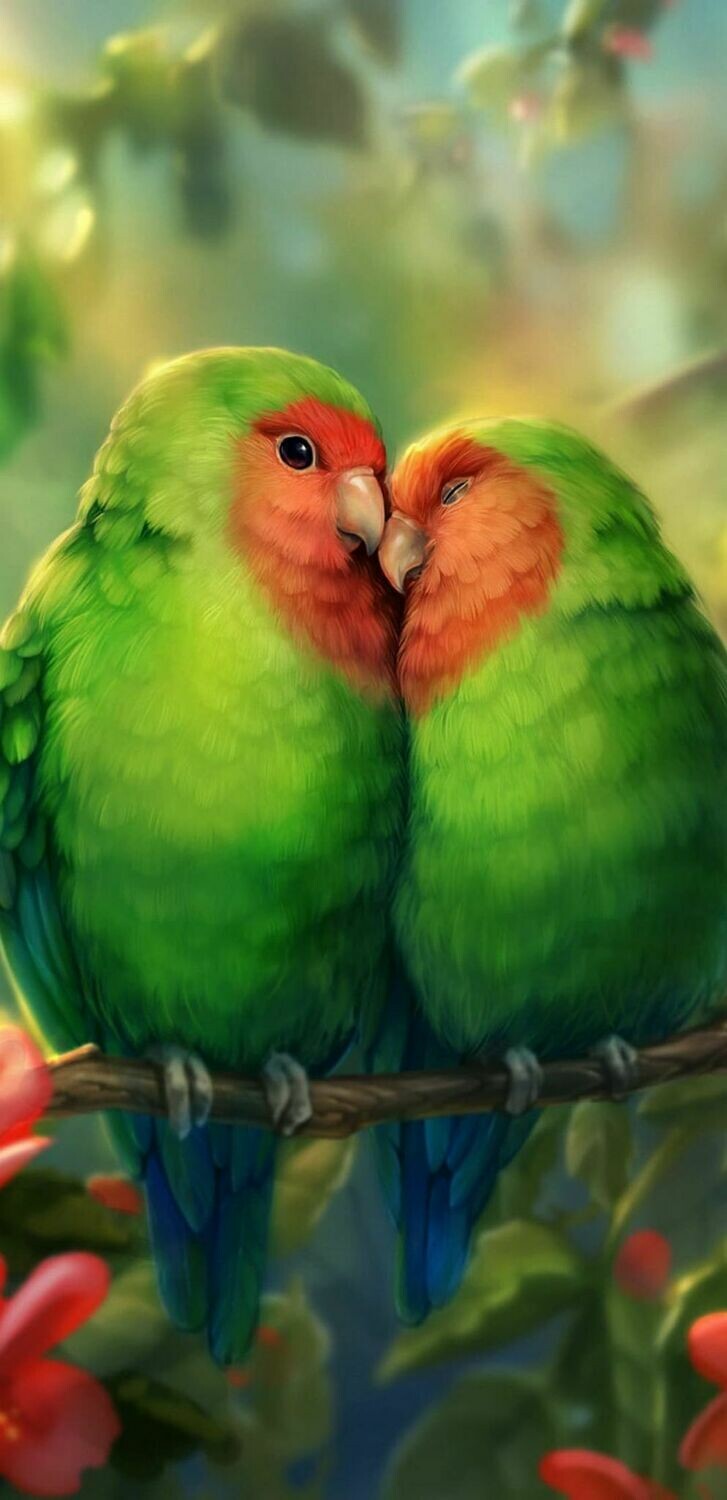 Green Orange Love Birds- Full Drill Diamond Painting - Specially ordered for you. Delivery is approximately 4 - 6 weeks.