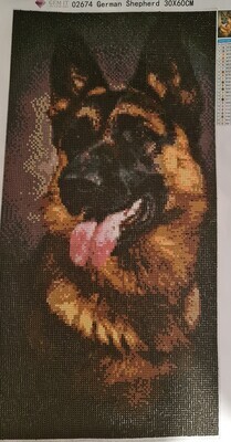 German Shepherd 30 x 60cm round drills - completed by Margueritas Mobbs