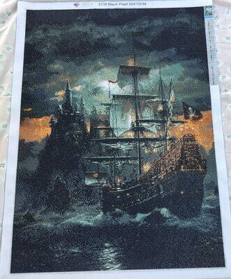 Black Pearl 50 x 70cm square drills - completed by Lyn Morgan