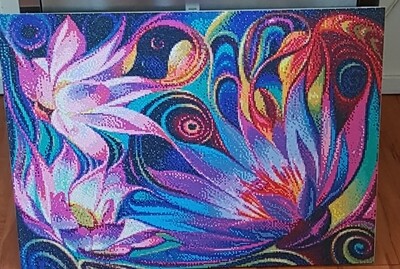 Abstract Flowers 50 x 70cm round drills - completed by Di Parsons