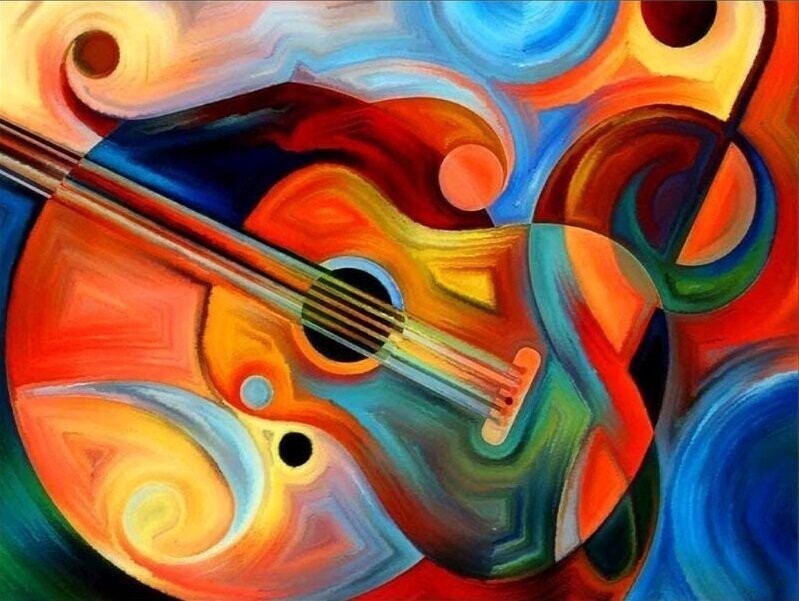 Abstract Guitar - 30 x 40cm Full Drill (Round) Diamond Painting Kit - Currently in stock