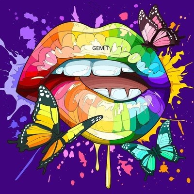 Butterfly Lips By Jess - Full Drill Diamond Painting - Specially ordered for you.  Delivery is approximately 4-6 weeks