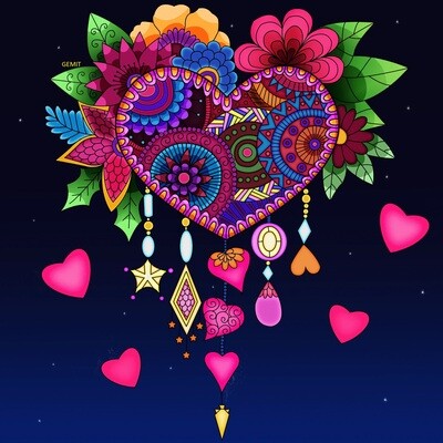 Pretty Heart By Alison - Full Drill Diamond Painting - Specially ordered for you.  Delivery is approximately 4-6 weeks