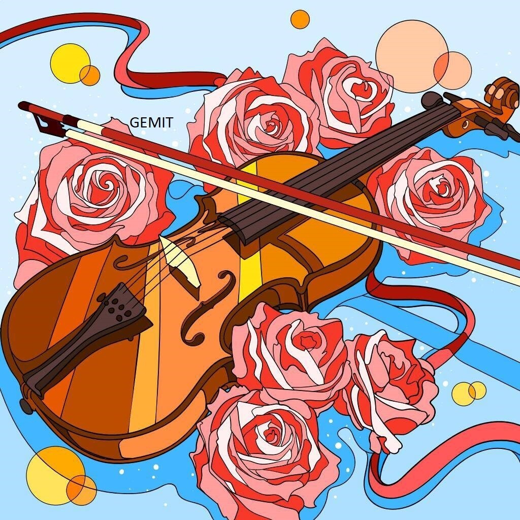 Violin And Roses By Jess - Full Drill Diamond Painting - Specially ordered for you.  Delivery is approximately 4-6 weeks