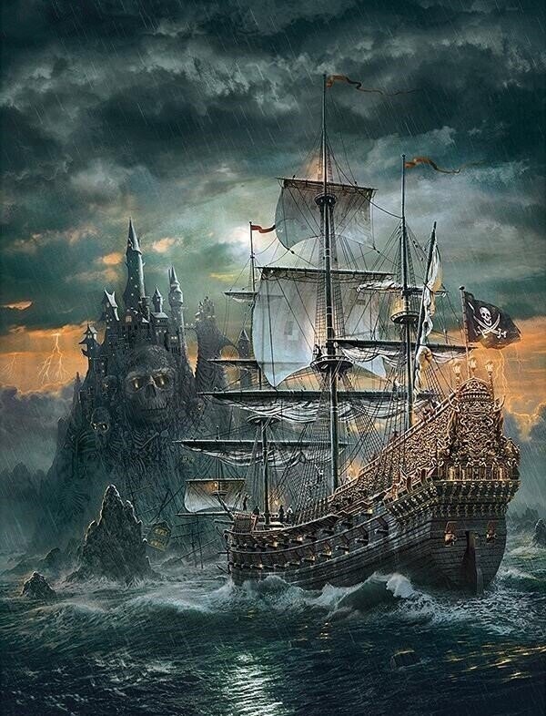 Black Ship - 50 x 70cm - Full Drill (Square), Diamond Painting Kit - Currently in stock