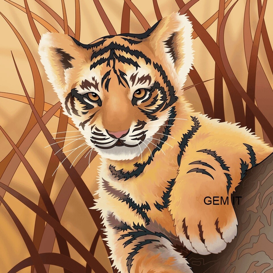 Baby Tiger By Alison - Full Drill Diamond Painting - Specially ordered for you.  Delivery is approximately 4-6 weeks