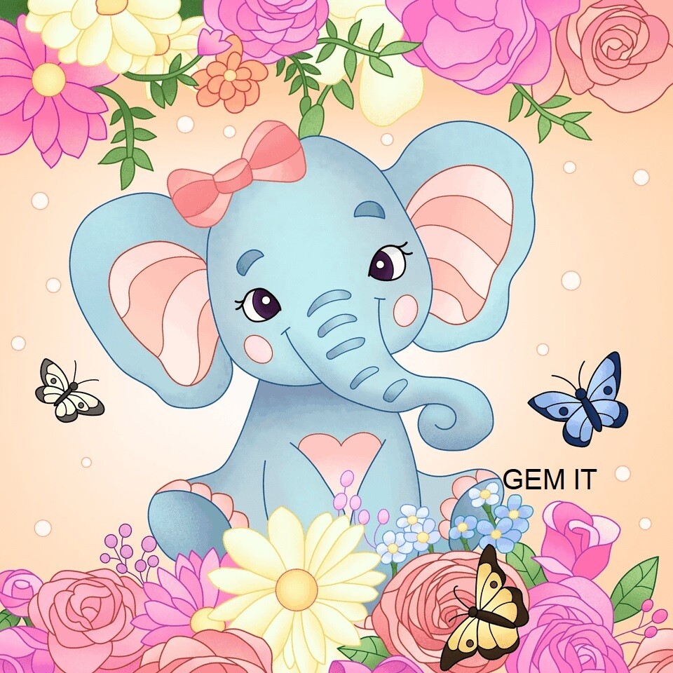 Little Elephant By Alison - Full Drill Diamond Painting - Specially ordered for you.  Delivery is approximately 4-6 weeks