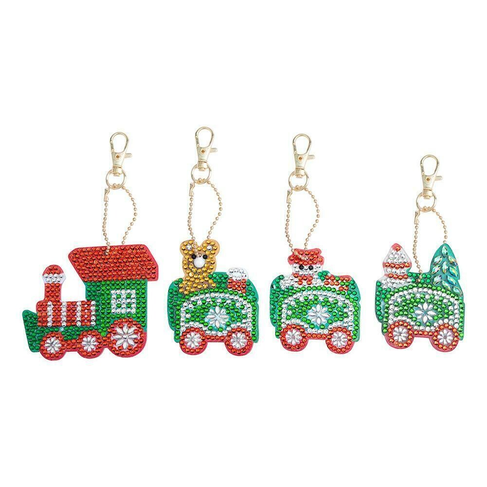 Keychains - Christmas Train - Set of 4 - Diamond Painting Kit
