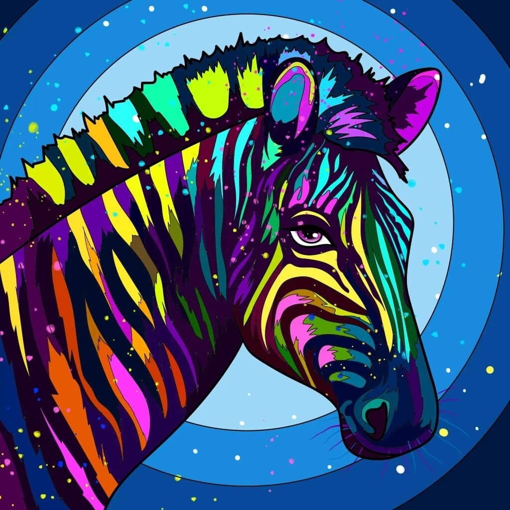 Colourful Zebra By Jess - Full Drill Diamond Painting - Specially ordered for you. Delivery is approximately 4-6 weeks